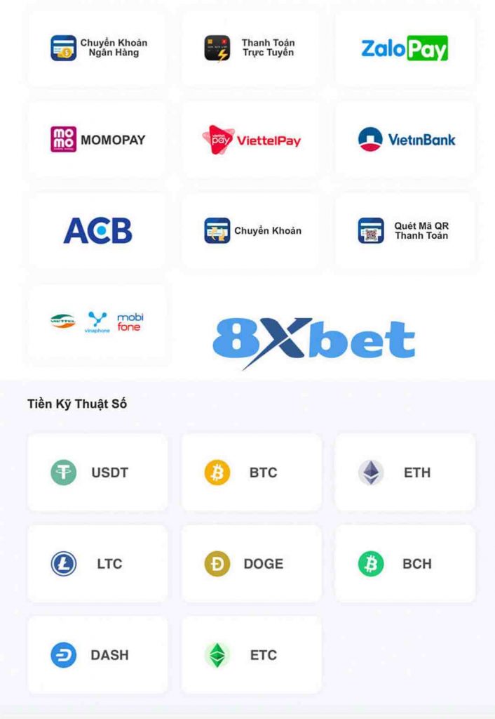 8xbet hỗ trợ người chơi qua các ngân hàng